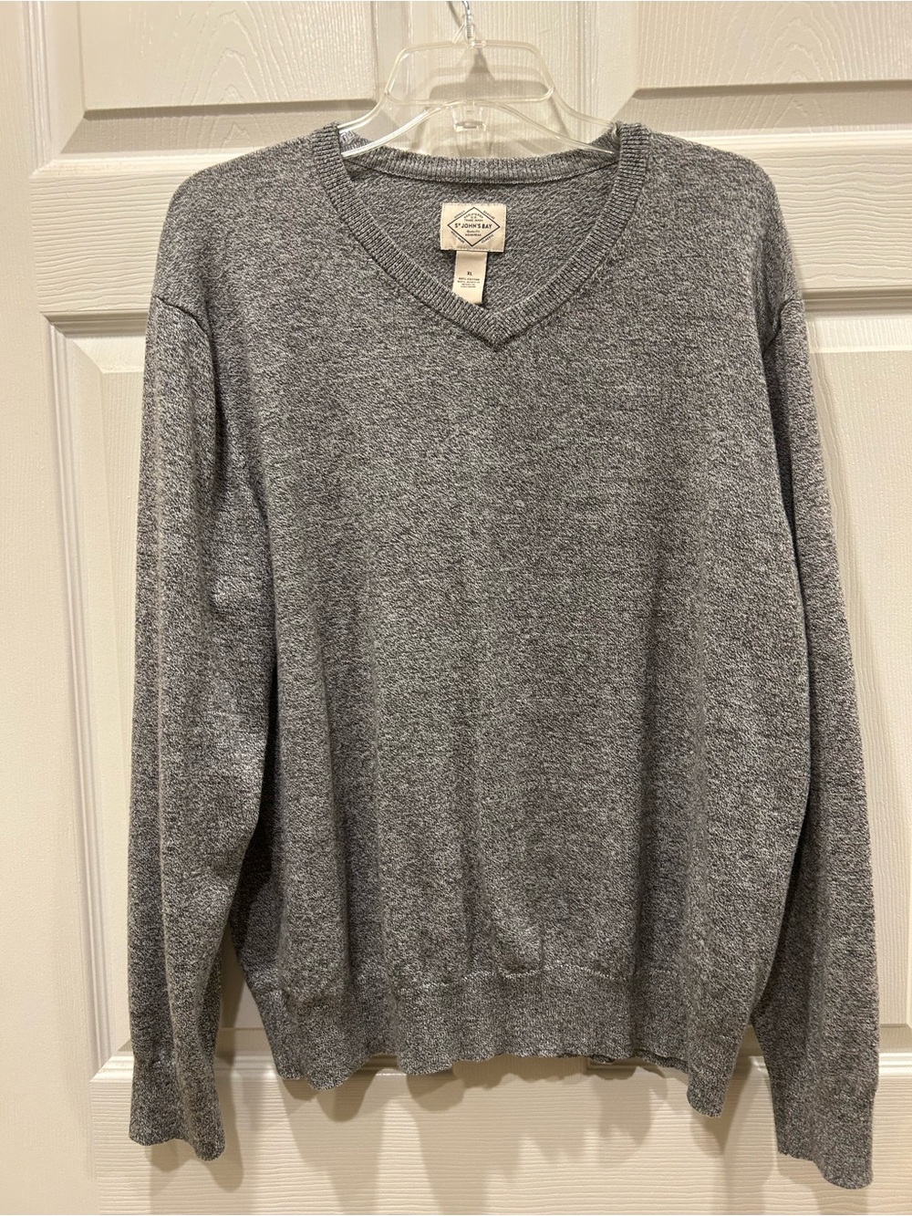 St. John's Bay Men's Heather Gray V-Neck Sweater